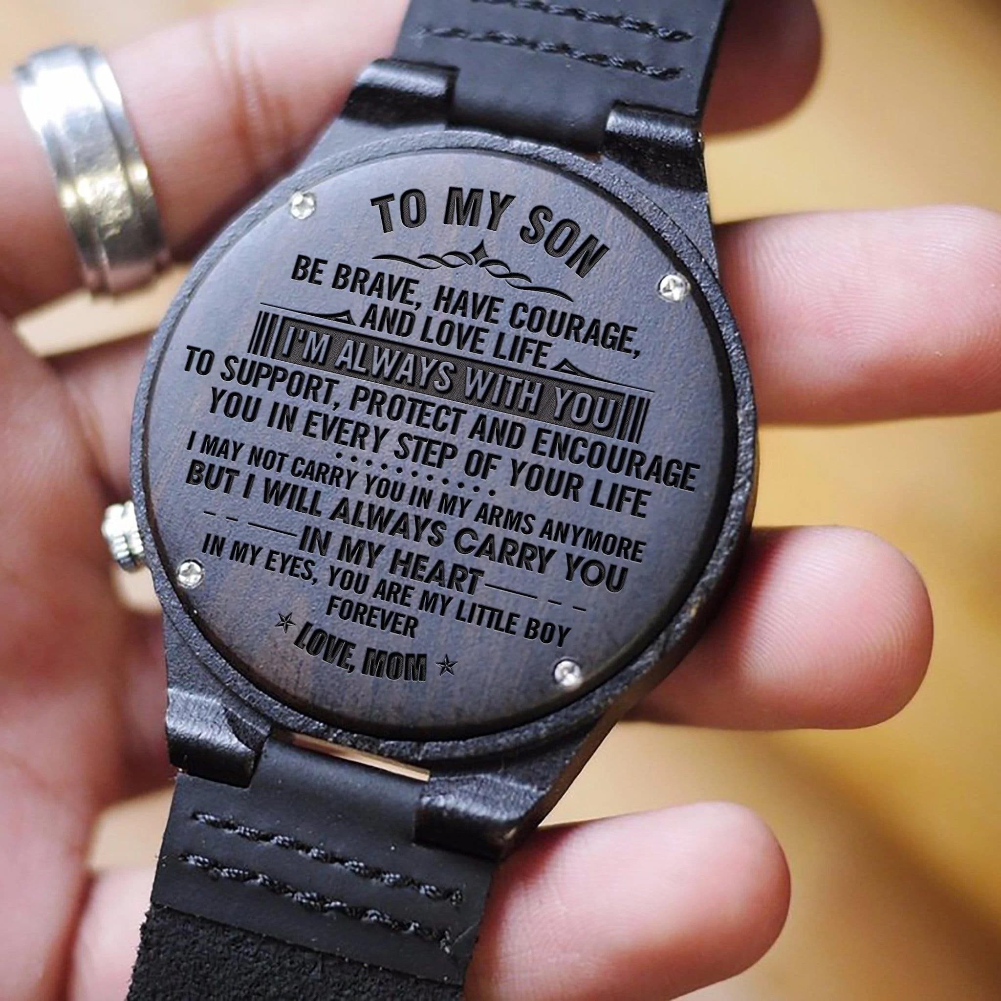 Unique Gift For Son I Am Always With You Cool Design Engraved Wooden Watch