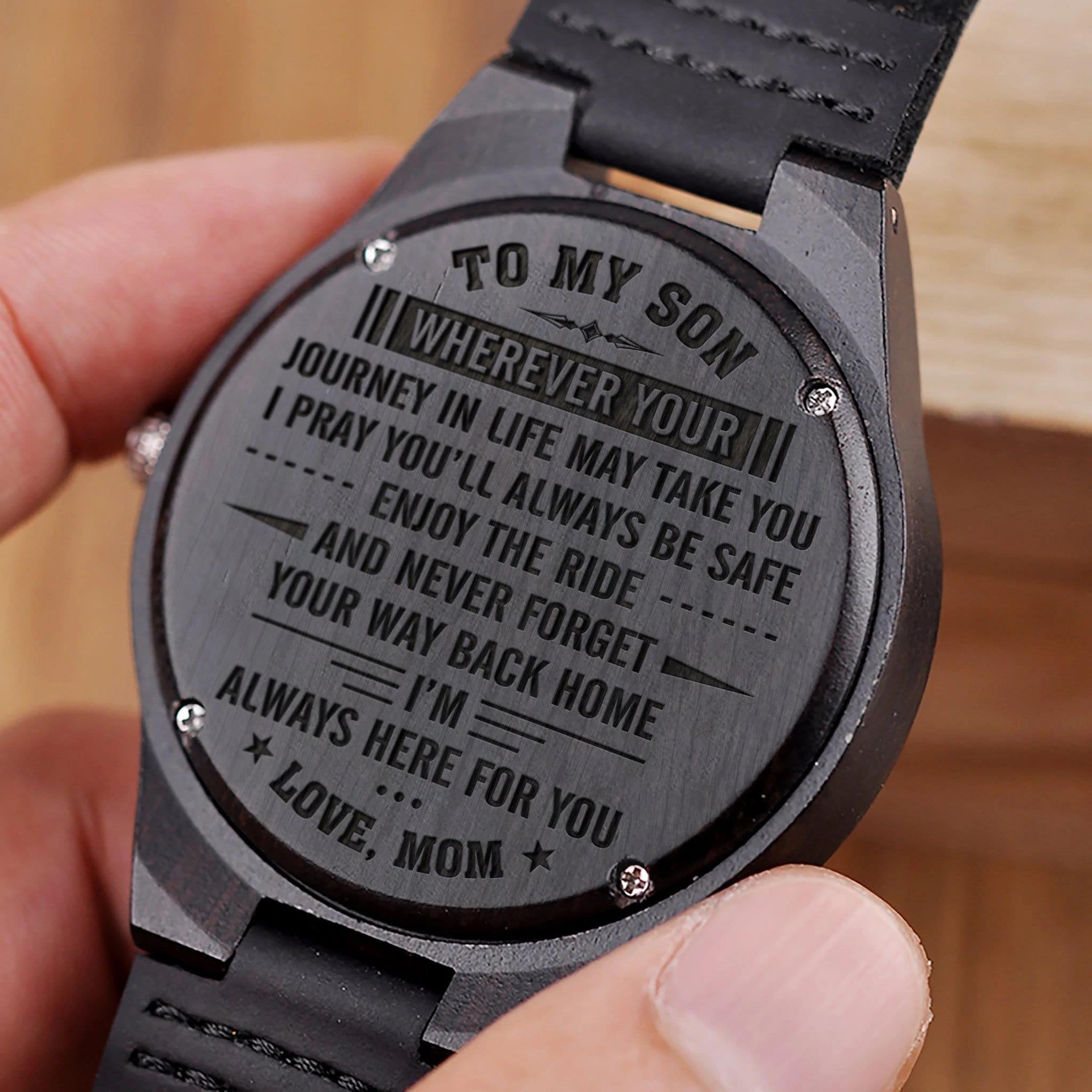 Unique Gift For Son I Pray You Will Always Be Safe Impressive Design Engraved Wooden Watch