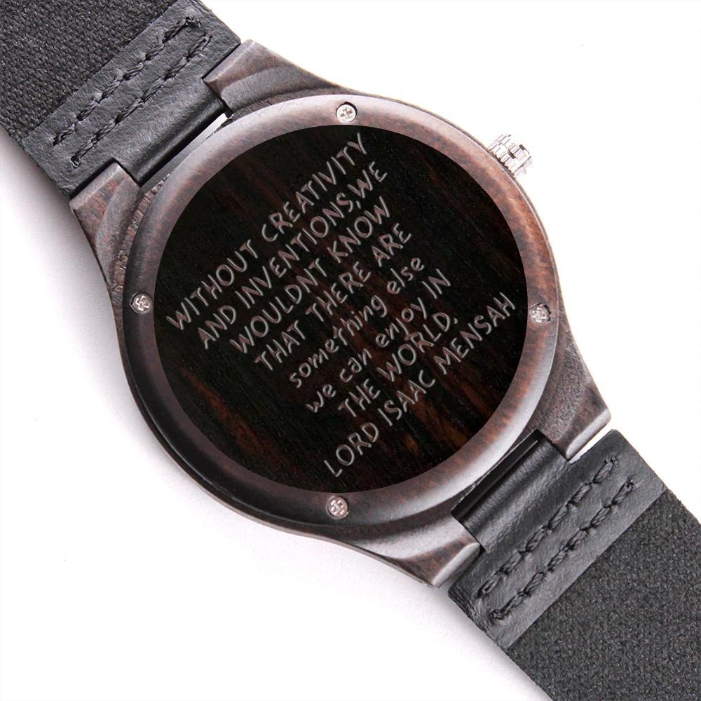 Without Creativity And Inventions Engraved Wooden Watch