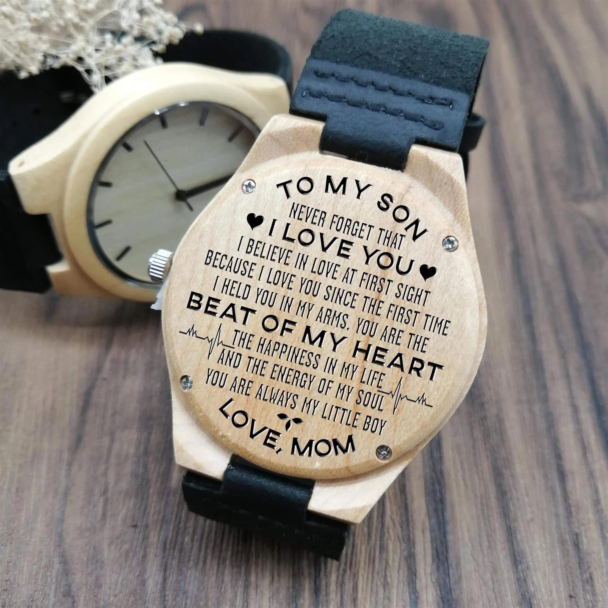 Wonderful Engraved Wooden Watch Gift For Son Beat Of My Heart