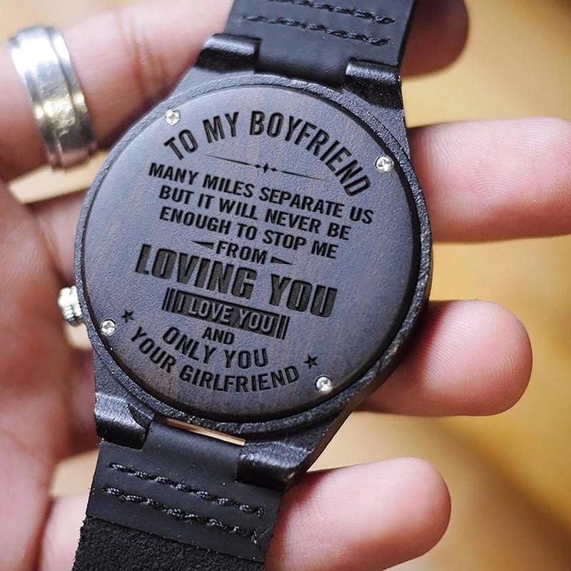 Wonderful Gift For Boyfriend Never Stop Loving You Unique Design Engraved Wooden Watch