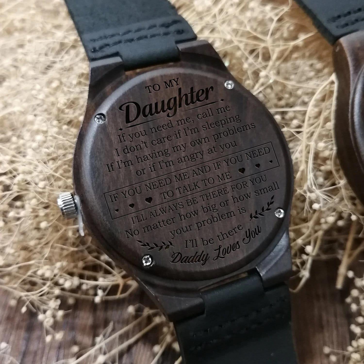 Wonderful Gift For Daughter I Will Always Be There Unique Design Engraved Wooden Watch