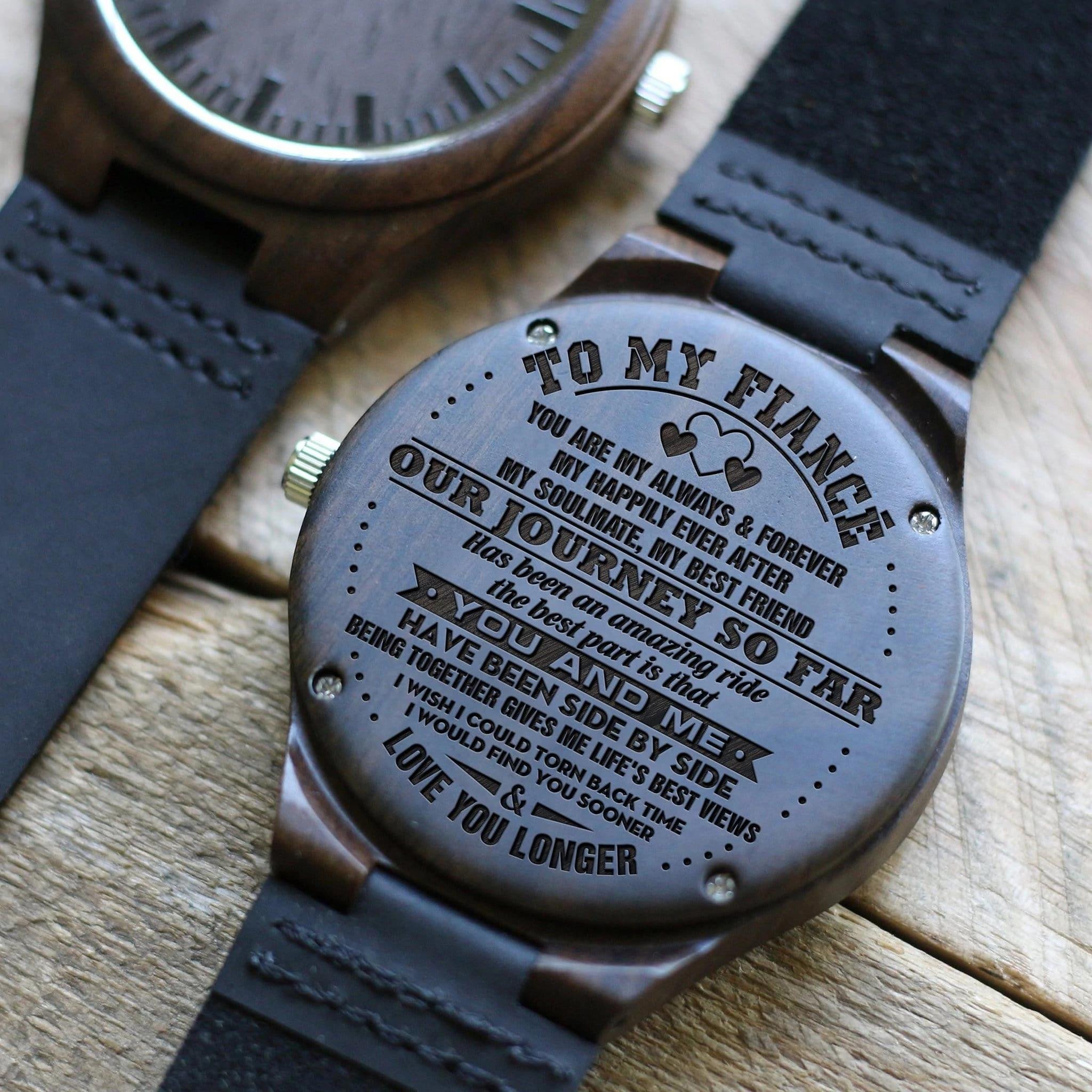 Wonderful Gift For Husband Fiance Love You Longer Impressive Design Engraved Wooden Watch