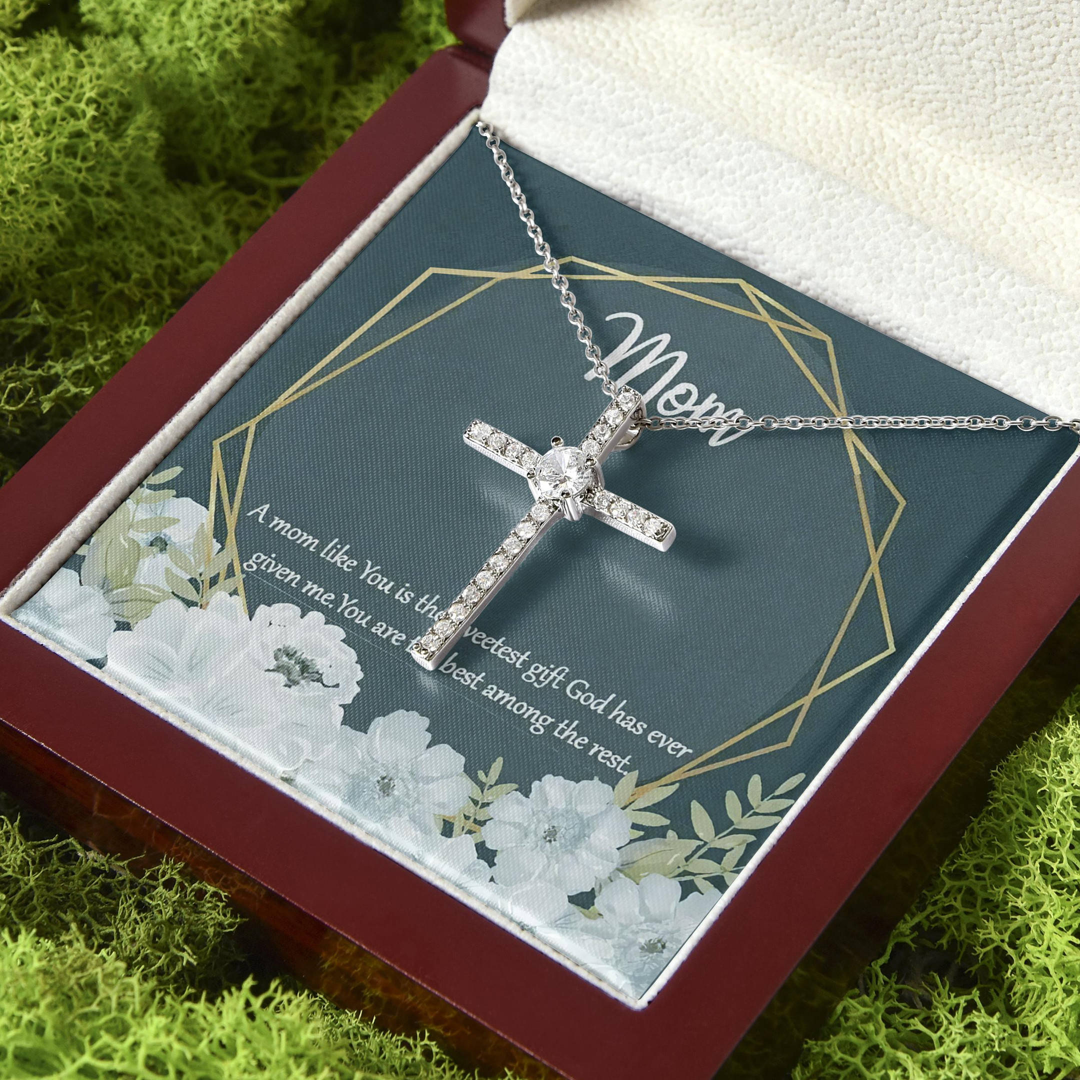 You're The Best Among The Rest Gift For Mom CZ Cross Necklace
