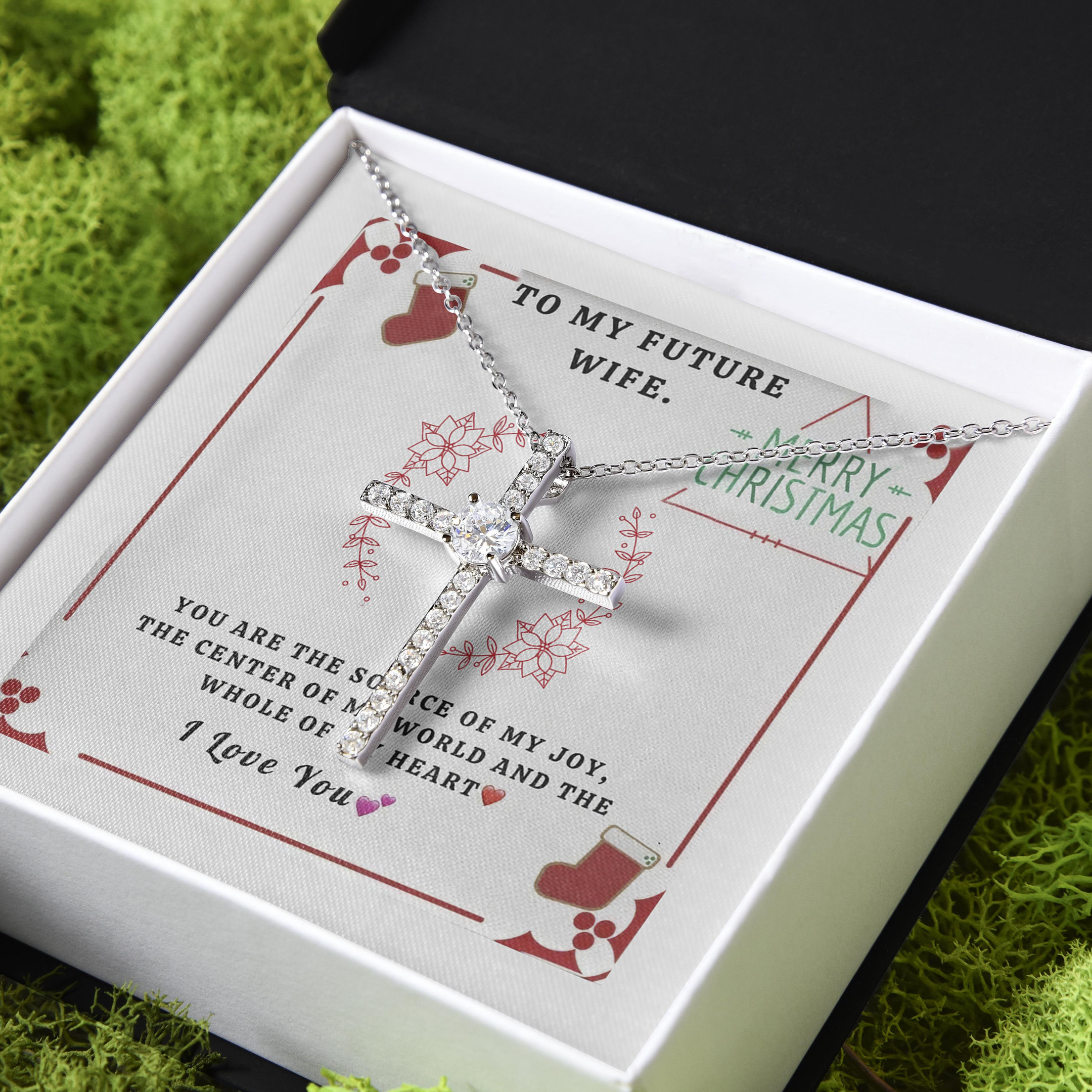 You're The Center Of My World Gift For Wife Future Wife CZ Cross Necklace