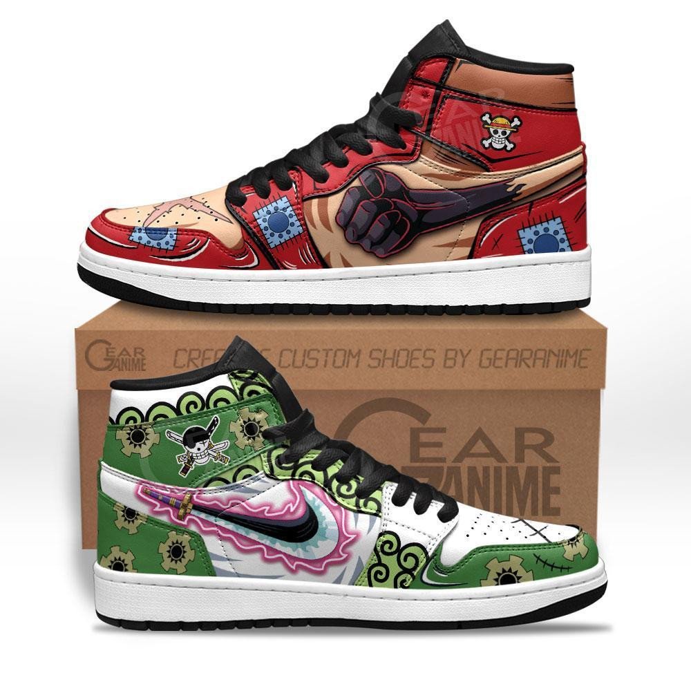 Zoro and Luffy Sneakers Custom Wano Arc Anime One Piece Shoes