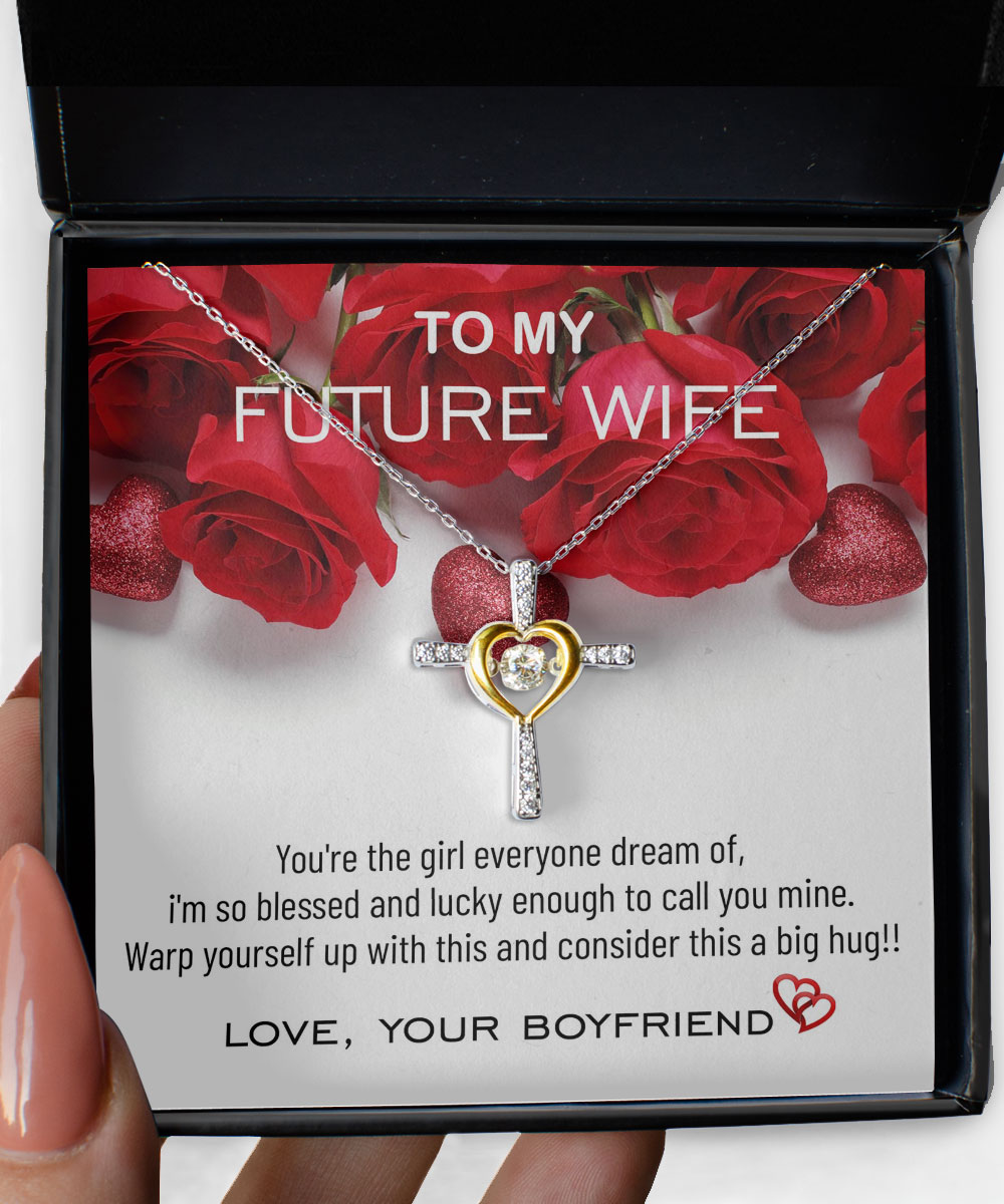 To My Future Wife Necklace - Cross Dancing Necklace For Girlfriend With Box And Message Card
