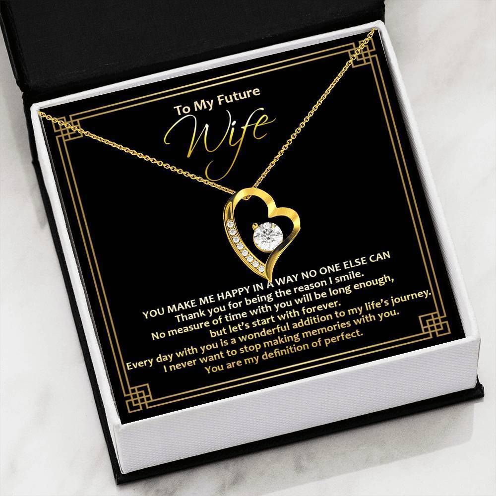 18k Gold Forever Love Necklace Gift For Wife You Make Me Happy