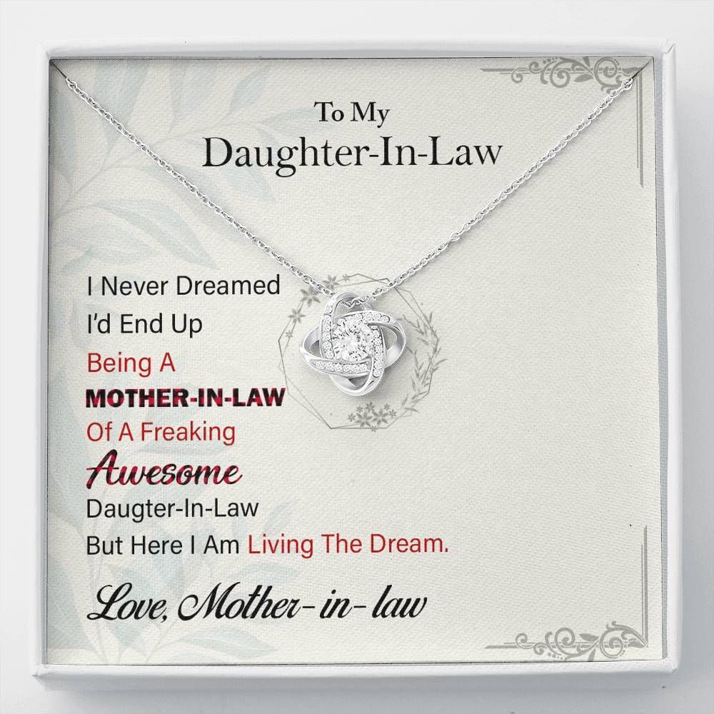 A Freaking Awesome Daughter Love Knot Necklace Gift For Daughter In Law