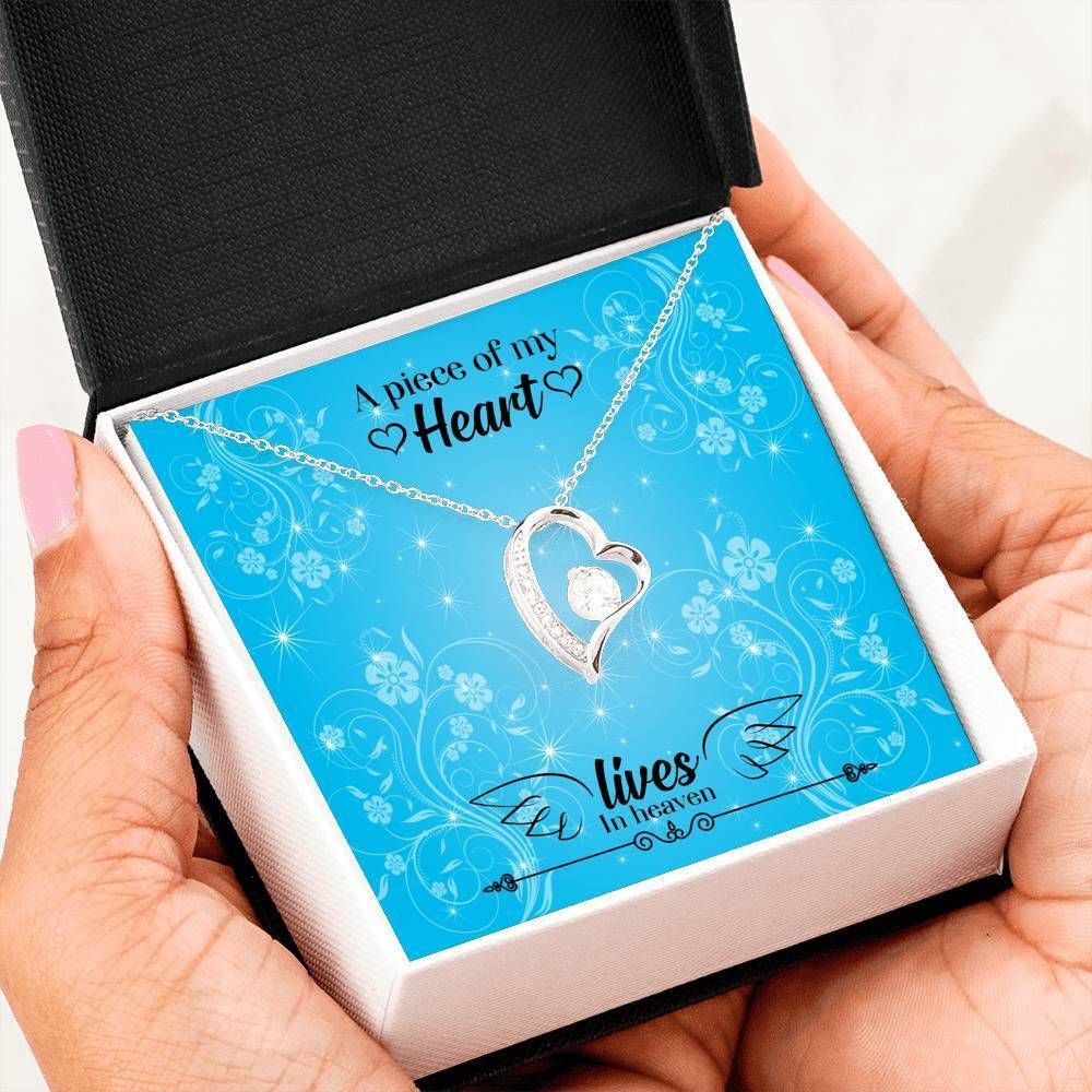 A Piece Of My Heart Blue 14K White Gold Forever Love Necklace Gift For Women