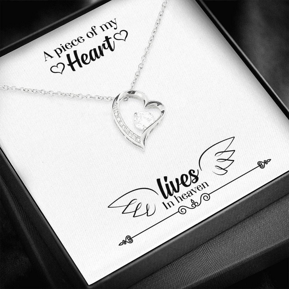 A Piece Of My Heart Lives In Heaven Silver Forever Love Necklace Giving Wife
