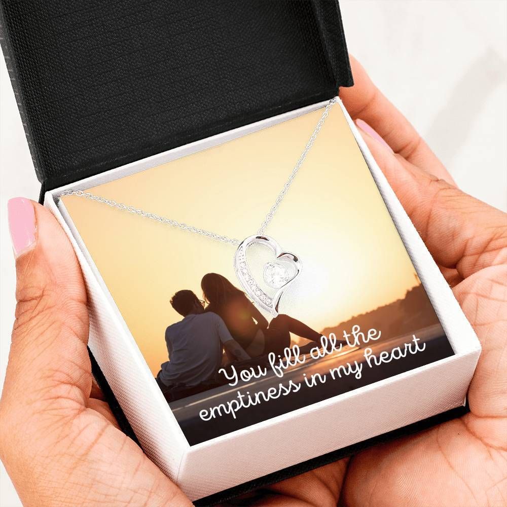 All The Emptiness In My Heart 14K White Gold Forever Love Necklace Gift For Hers
