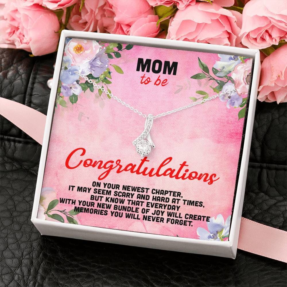 Alluring Beauty Necklace Giving Mom Congratulations On Your Newest Chapter
