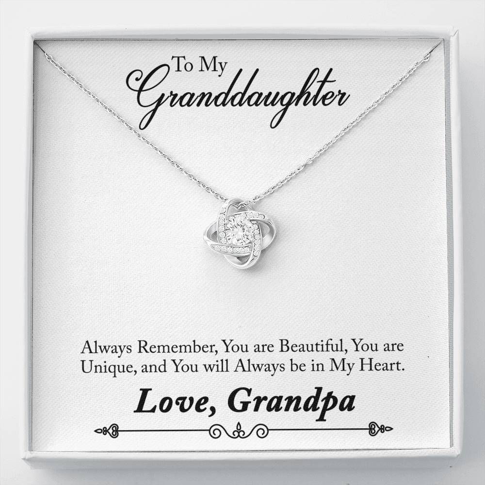 Always Be In My Heart Love Knot Necklace To Granddaughter
