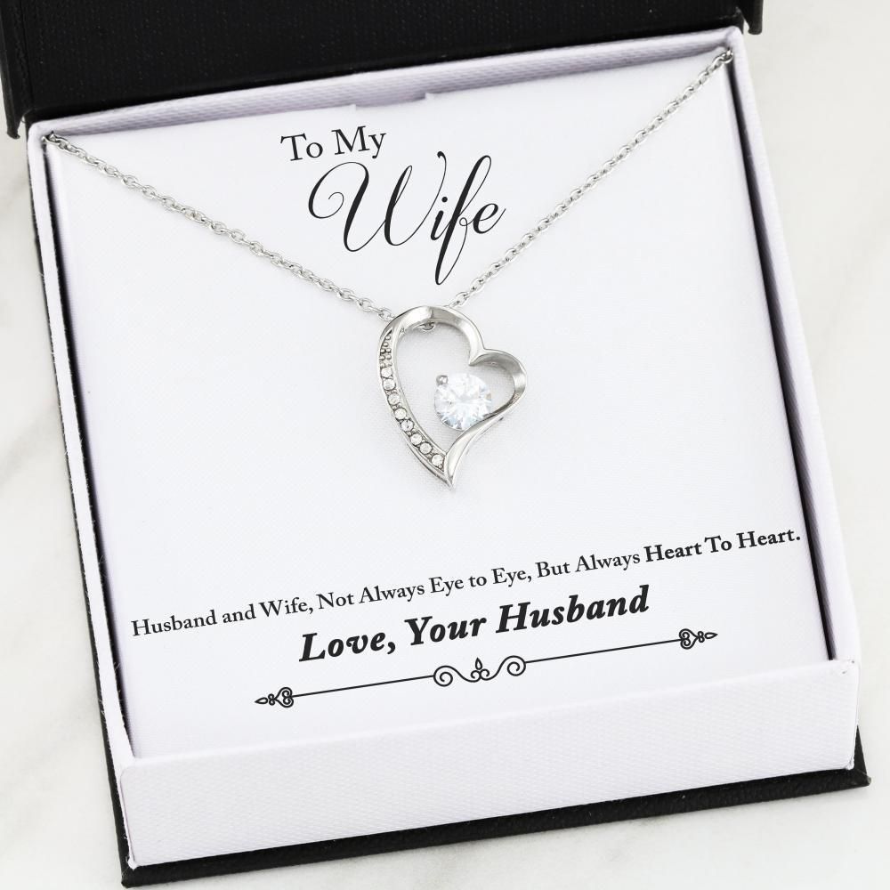 Always Heart To Heart 14K White Gold Forever Love Necklace Gift For Wife