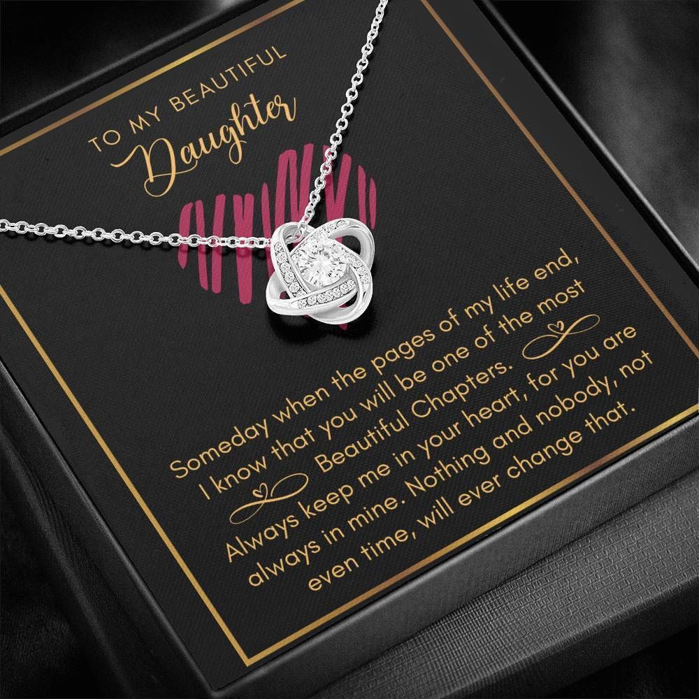 Always Keep Me In Your Heart Love Knot Necklace For Daughter