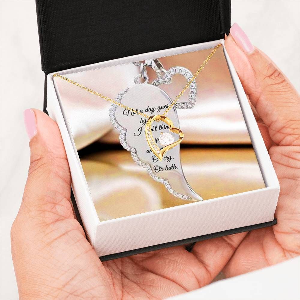 Angel Wing 14K White Gold Forever Love Necklace Gift For Angel Mom