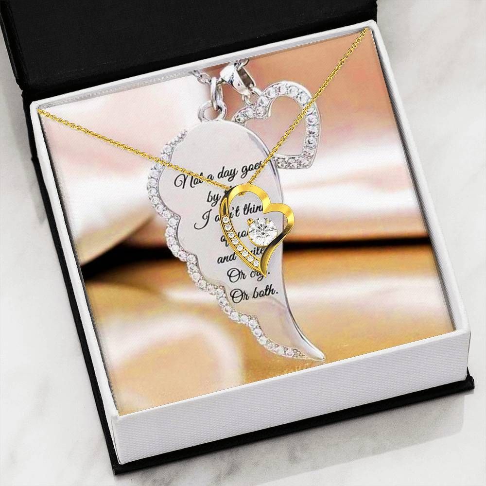 Angel Wing 14K White Gold Forever Love Necklace Gift For Angel Mom