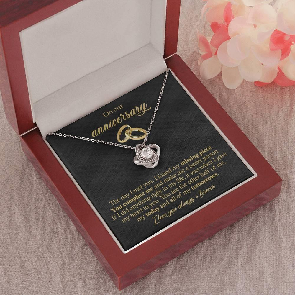 Anniversary Gift For Wife The Day I Met You Love Knot Necklace With Message Card