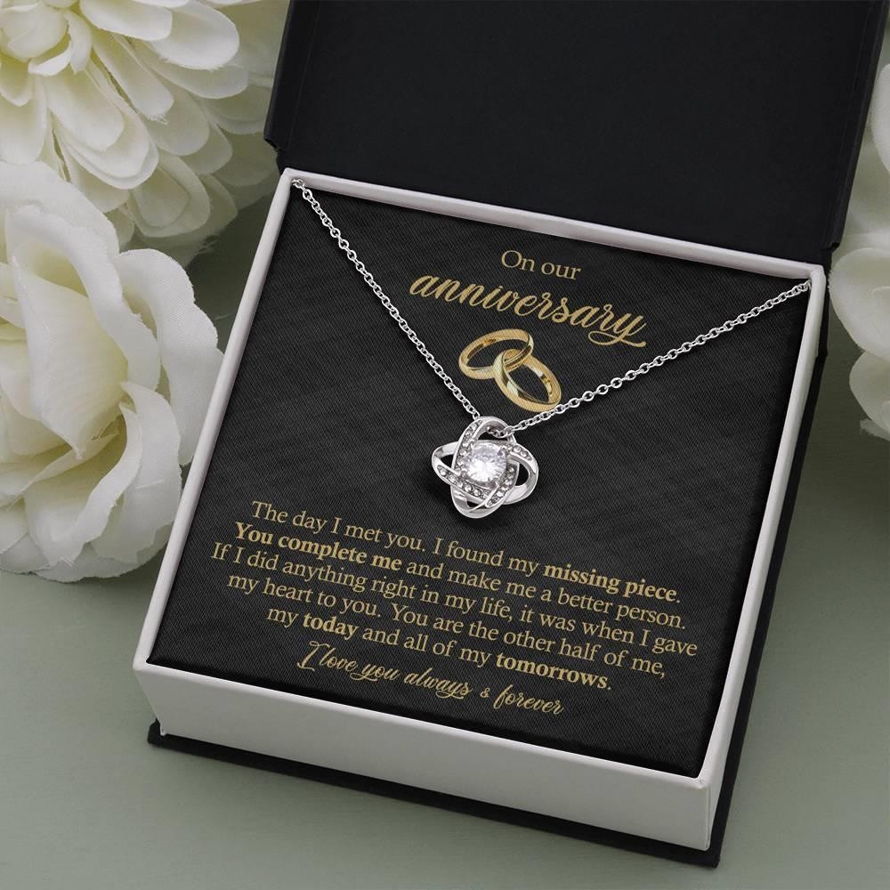 Anniversary Gift For Wife The Day I Met You Love Knot Necklace With Message Card