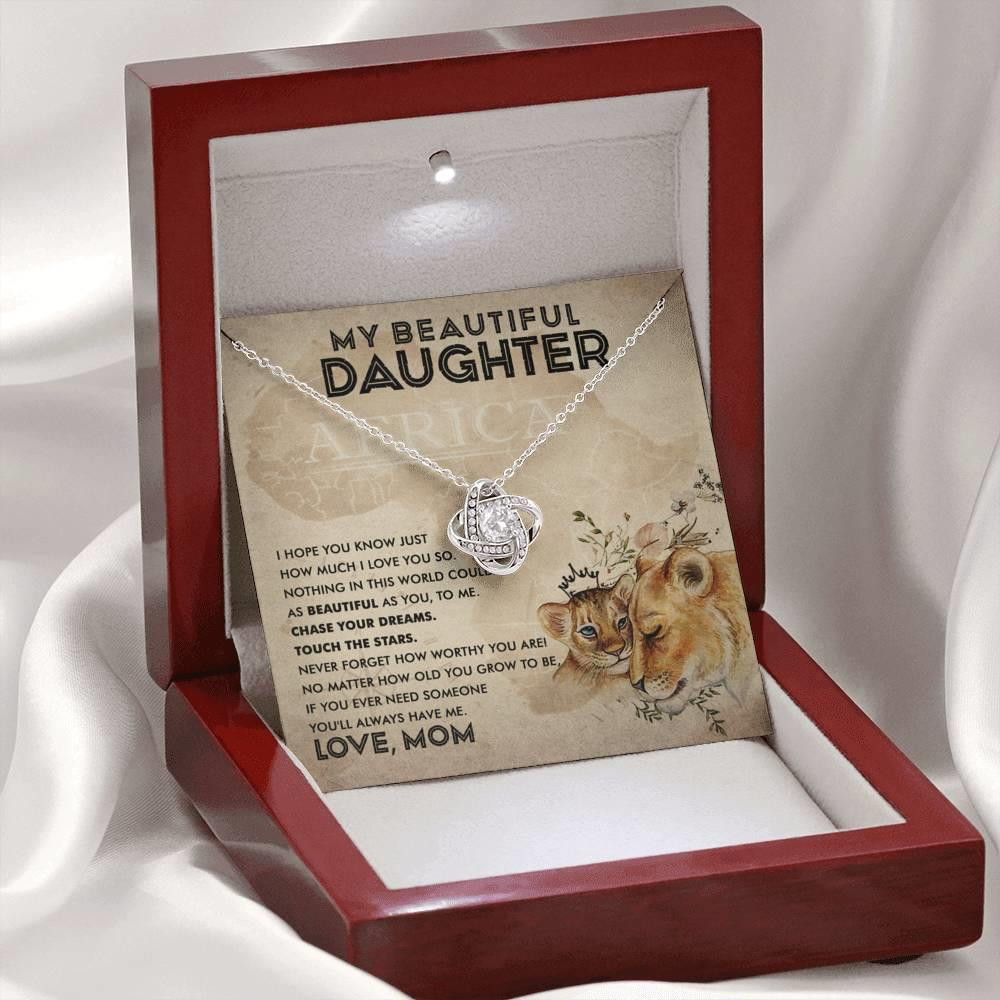 Beautiful Gift For Daughter You Will Always Have Me Love Knot Necklace