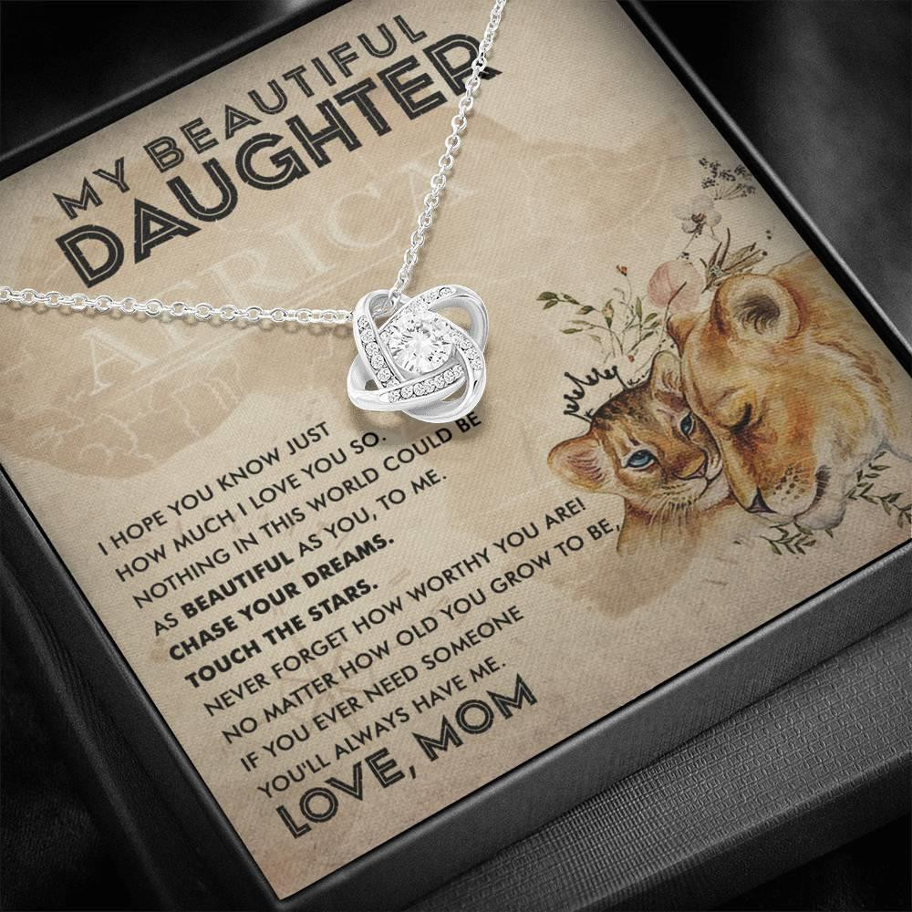 Beautiful Gift For Daughter You Will Always Have Me Love Knot Necklace