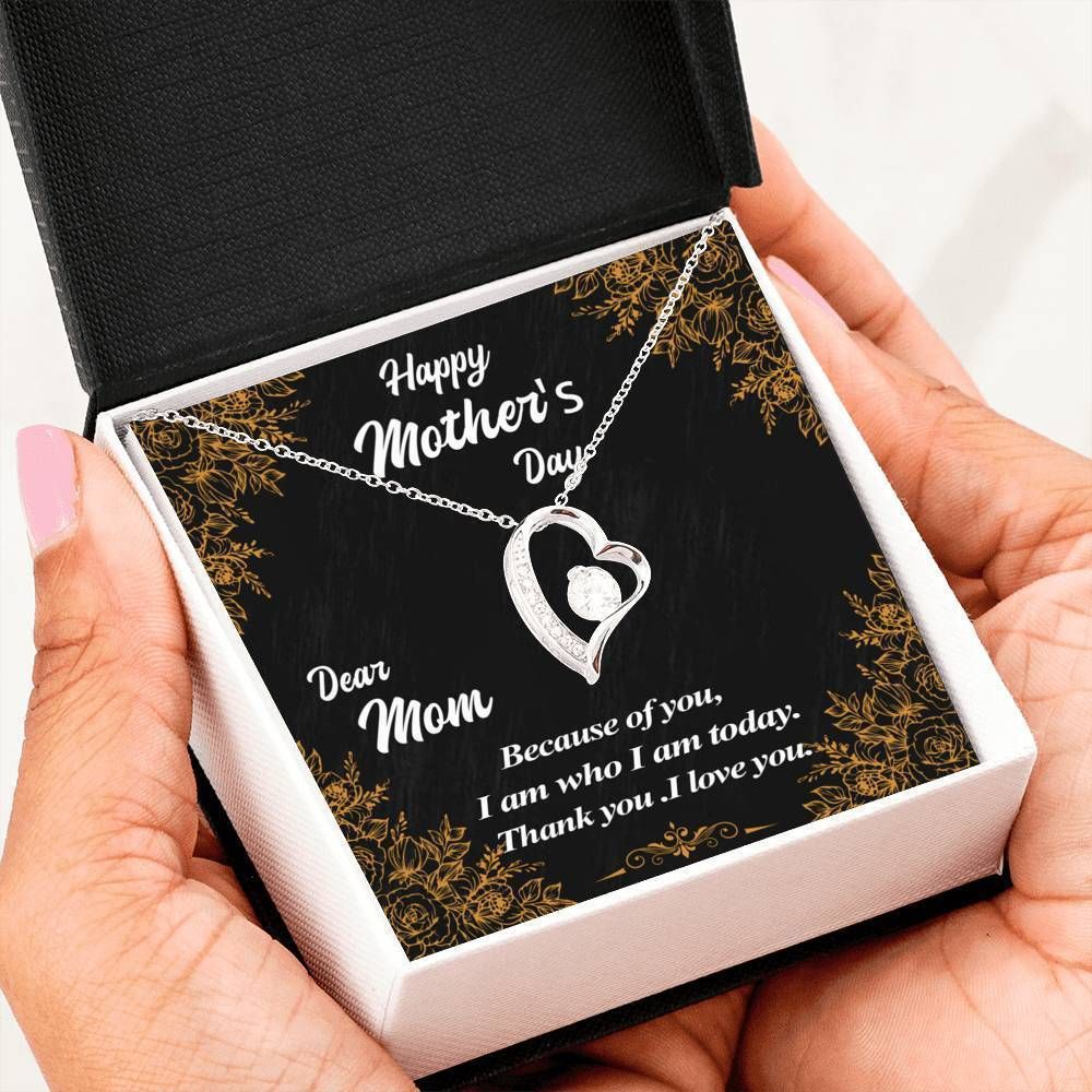 Because Of You Forever Love Necklace Gift For Mom Mama