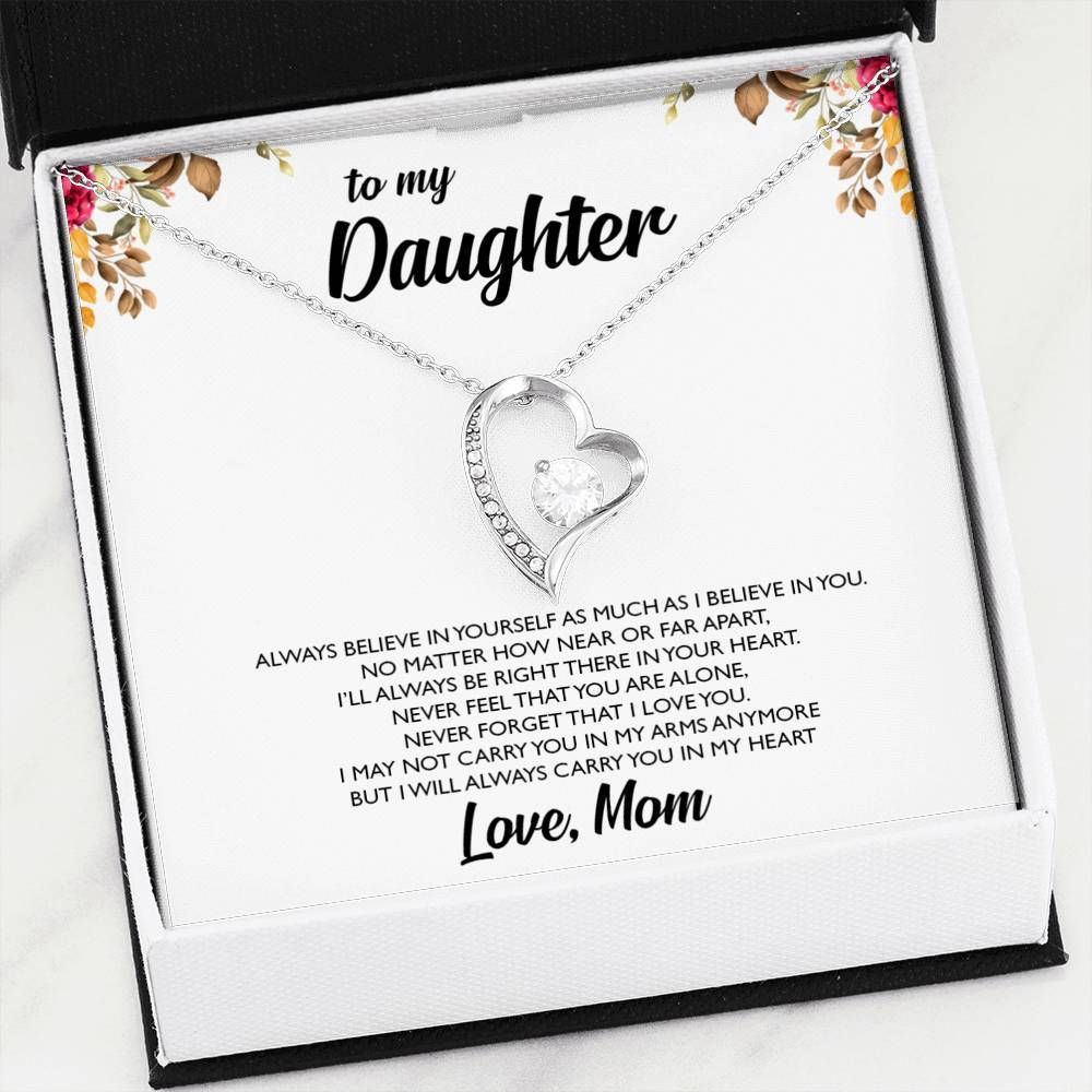 Believe In Yourself Mom Giving Daughter Silver Forever Love Necklace