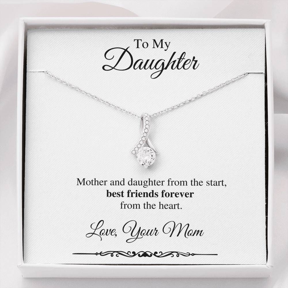 Best Friends Forever From The Heart 14K White Gold Alluring Beauty Necklace Gift For Daughter