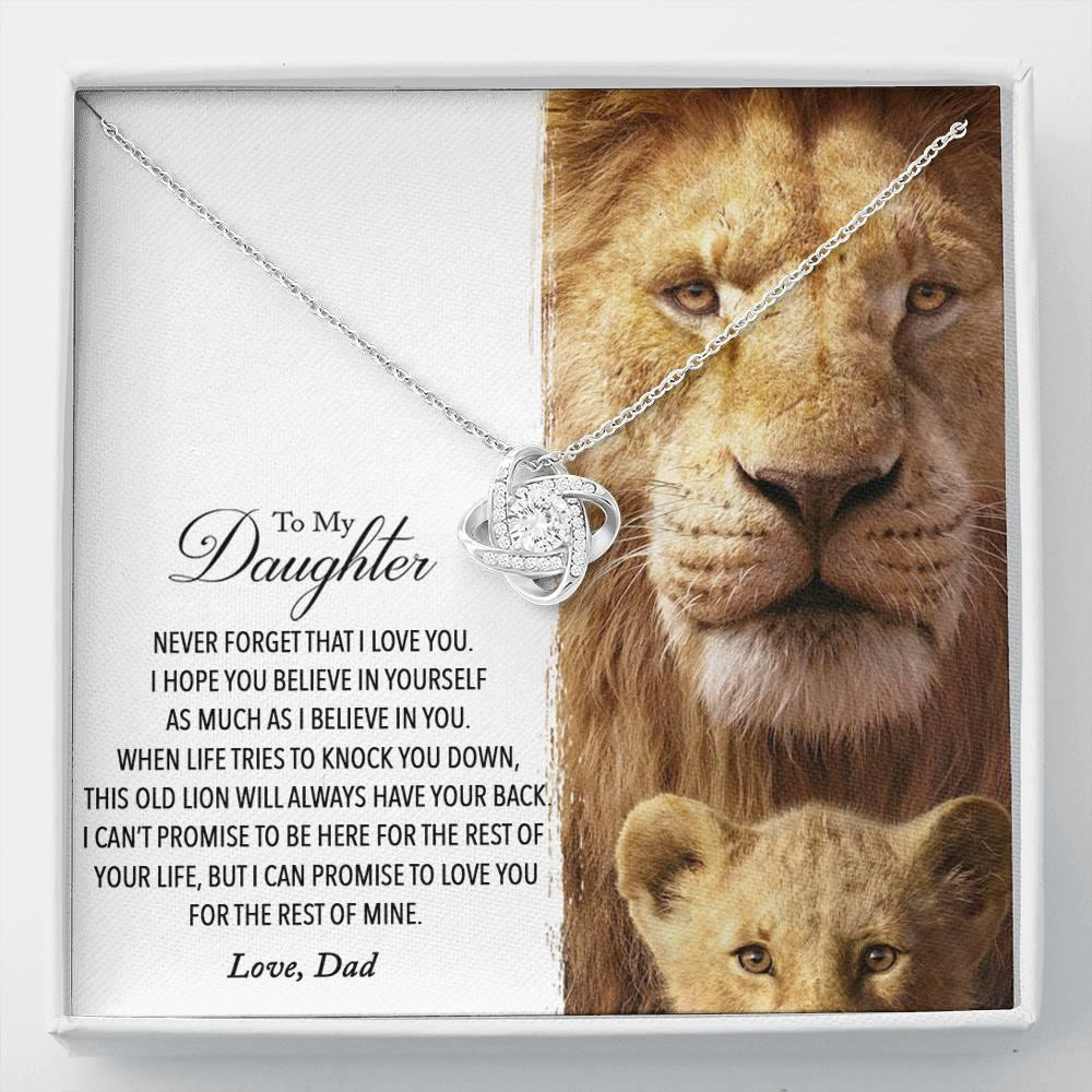 Best Gift For Daughter Love Knot Necklace This Old Lion Will Always Have Your Back
