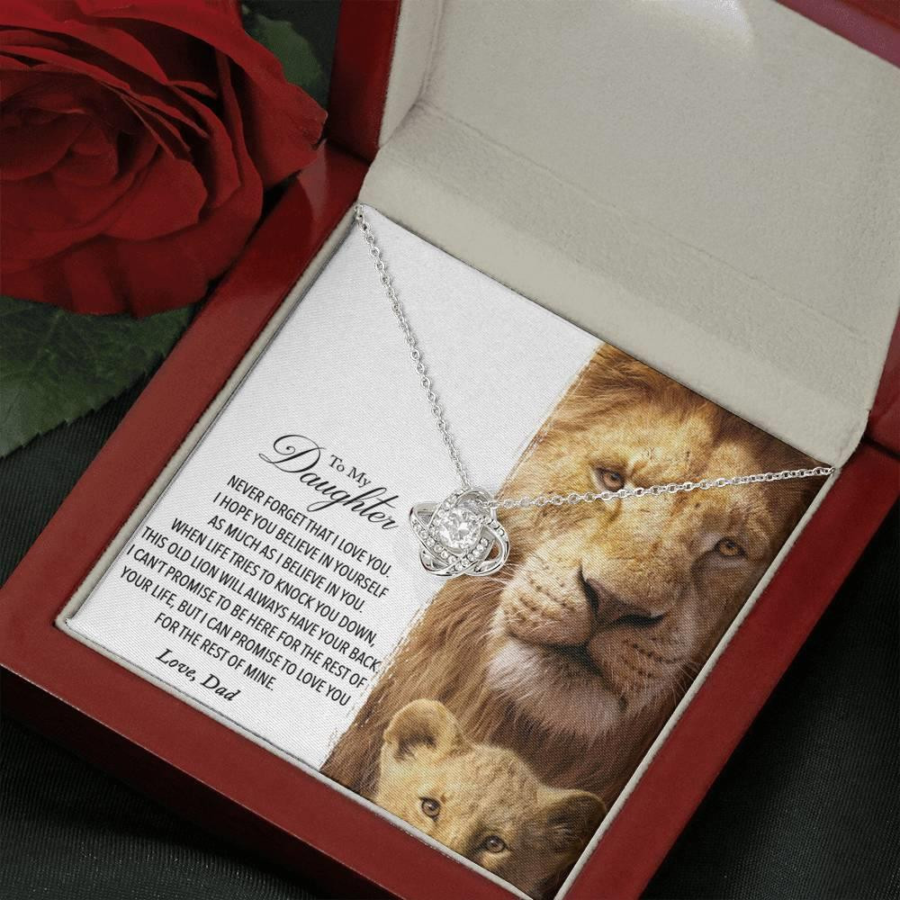 Best Gift For Daughter Love Knot Necklace This Old Lion Will Always Have Your Back