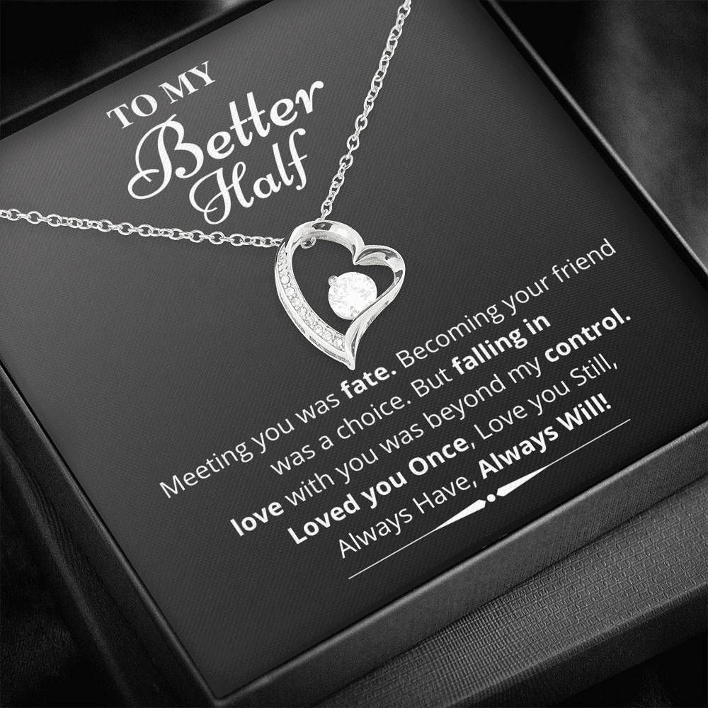 Beyond My Control 14K White Gold Forever Love Necklace Gift For Women
