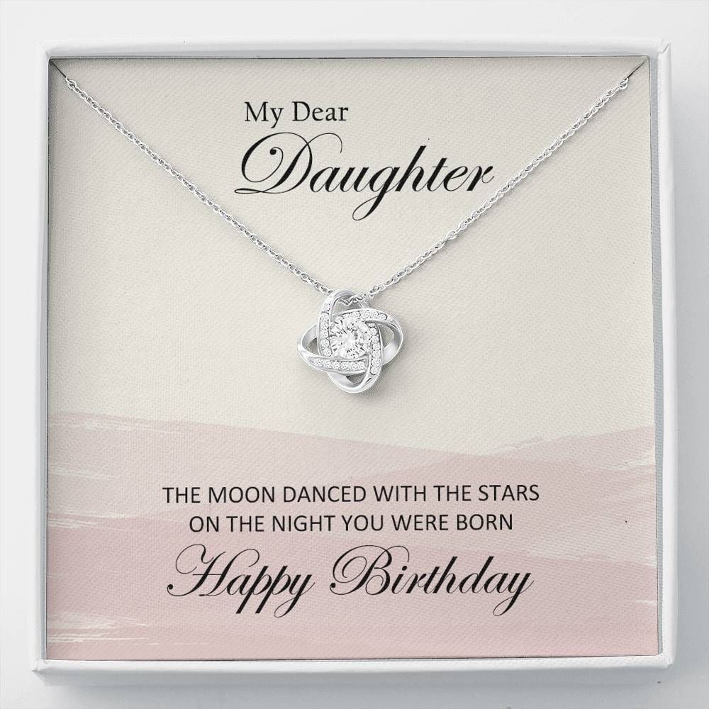 Birthday Gift For Daughter The Moon Danced With Stars Love Knot Necklace