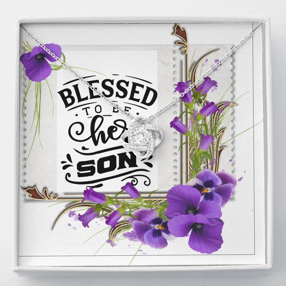 Blessed To Be Her Son Love Knot Necklace Orchid