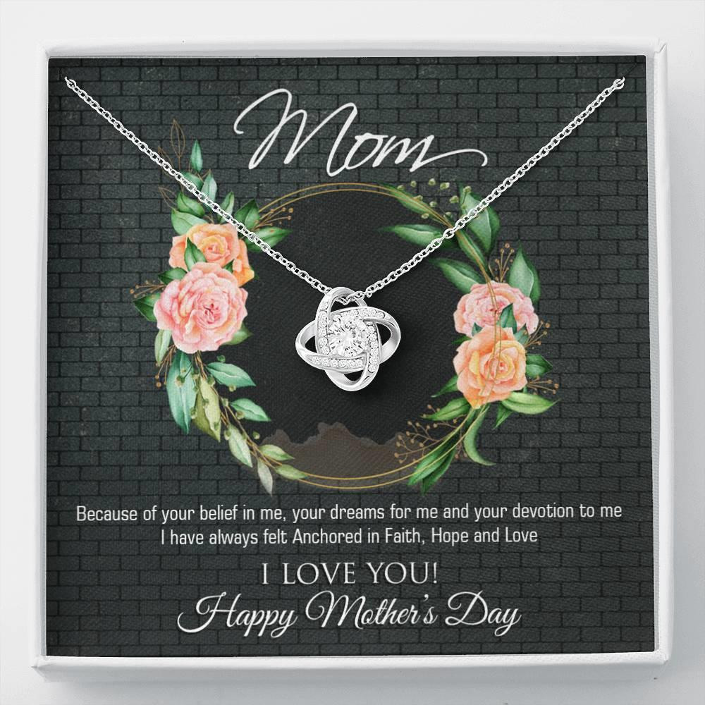 Blossom Wreath Gift For Mom Anchored In Faith Hope And Love Love Knot Necklace