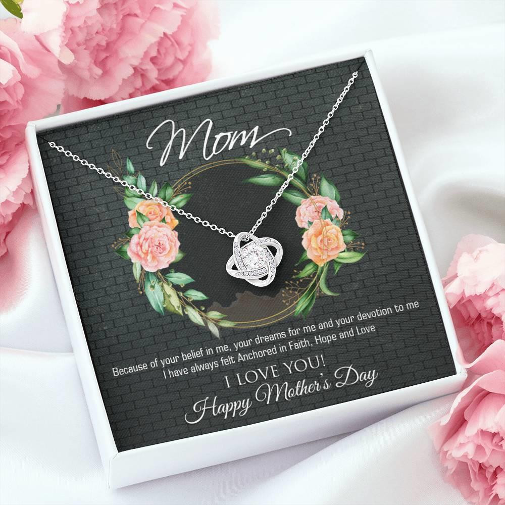 Blossom Wreath Gift For Mom Anchored In Faith Hope And Love Love Knot Necklace