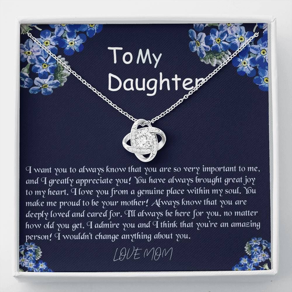 Blue Flower Love Knot Necklace Mom Gift For Daughter I'll Always Be Here For You