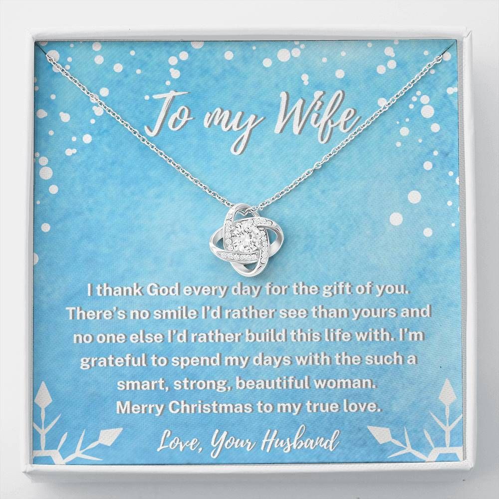 Blue Snow Merry Christmas To My True Love To Wife Love Knot Necklace