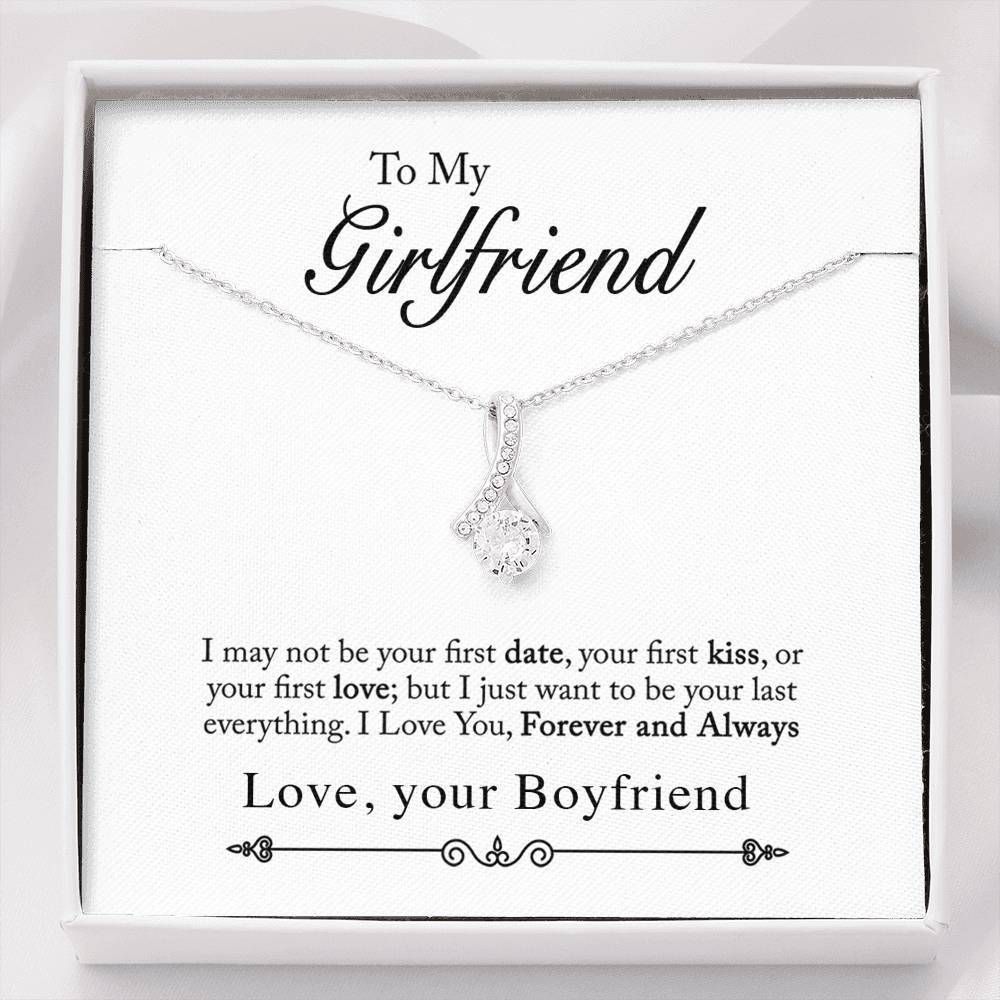 Boyfriend Giving Girlfriend Alluring Beauty Necklace Love You Forever And Always