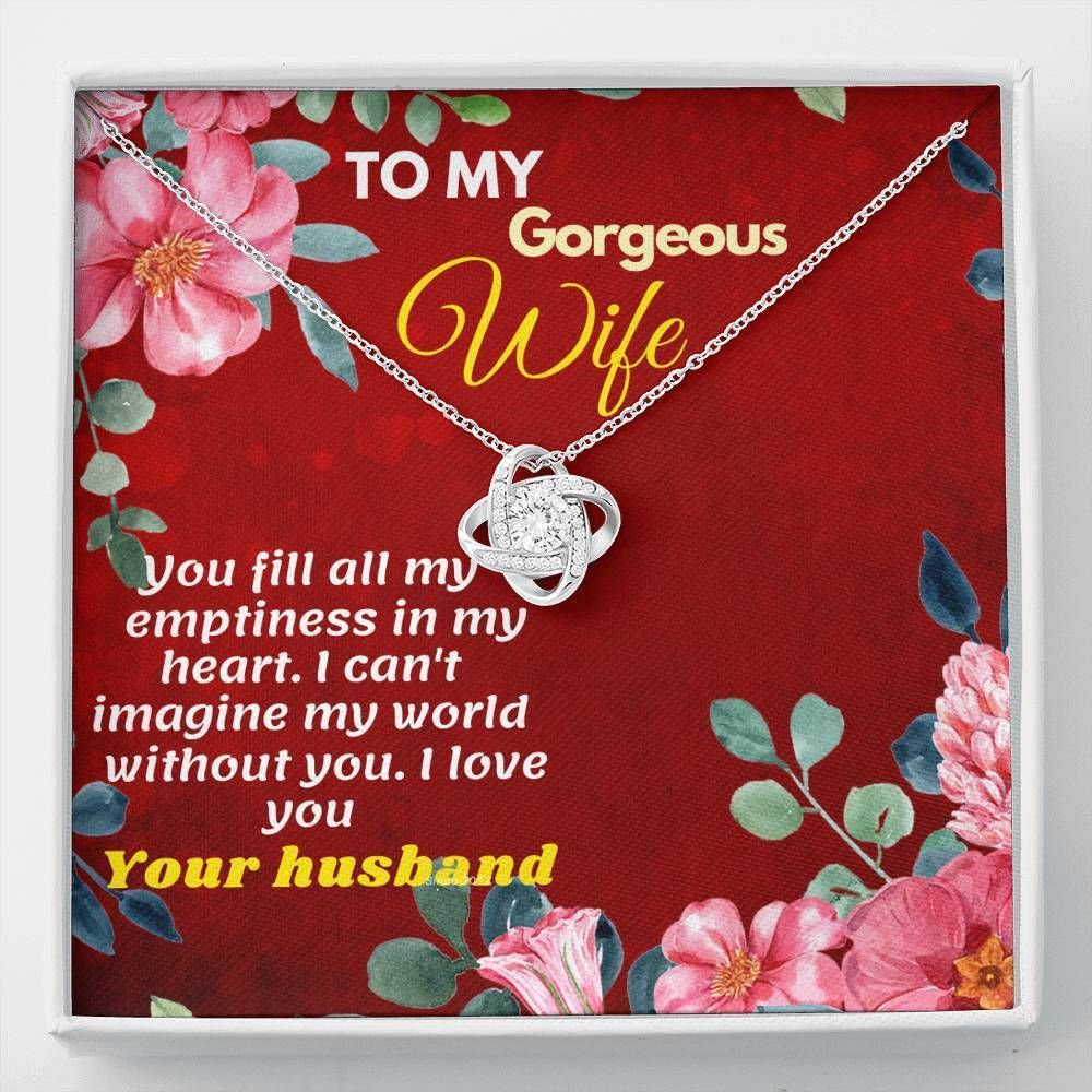 Burgundy You Fill All My Emptiness Love Knot Necklace Gift For Her