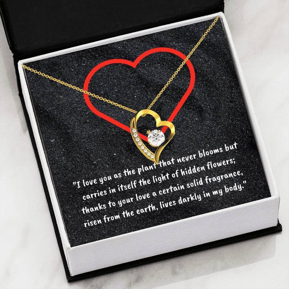 Classic Pablo Neruda Poem Gift For Wife 14K White Gold Forever Love Necklace