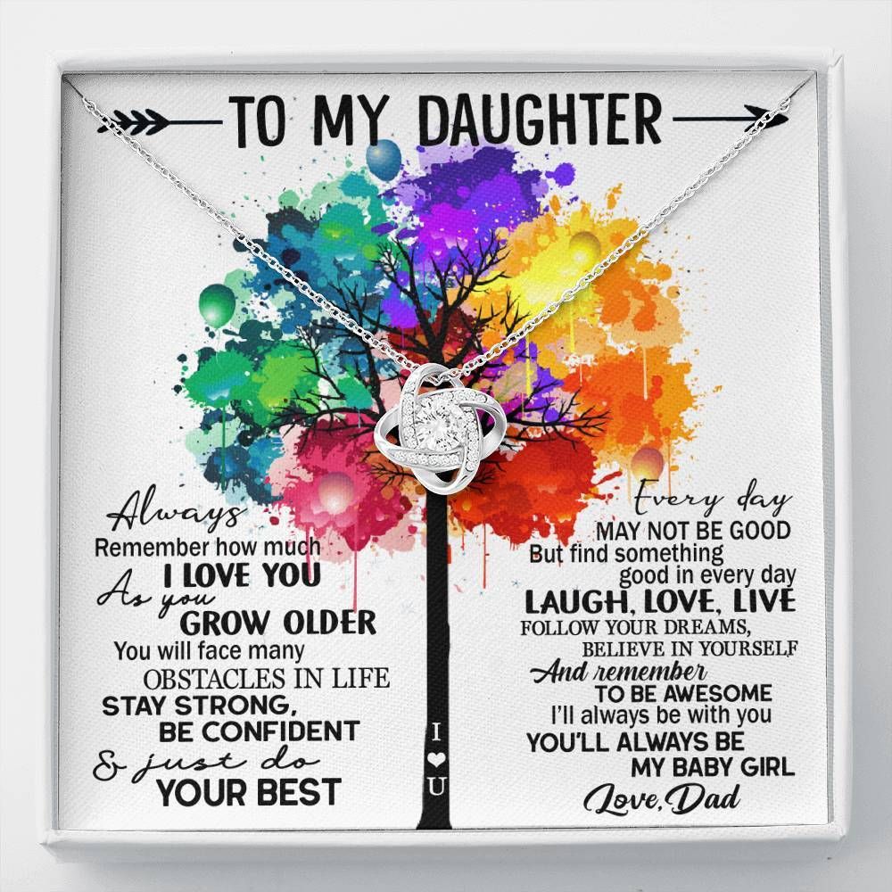 Colorful Tree Stay Strong Be Confident Love Knot Necklace Gift For Daughter