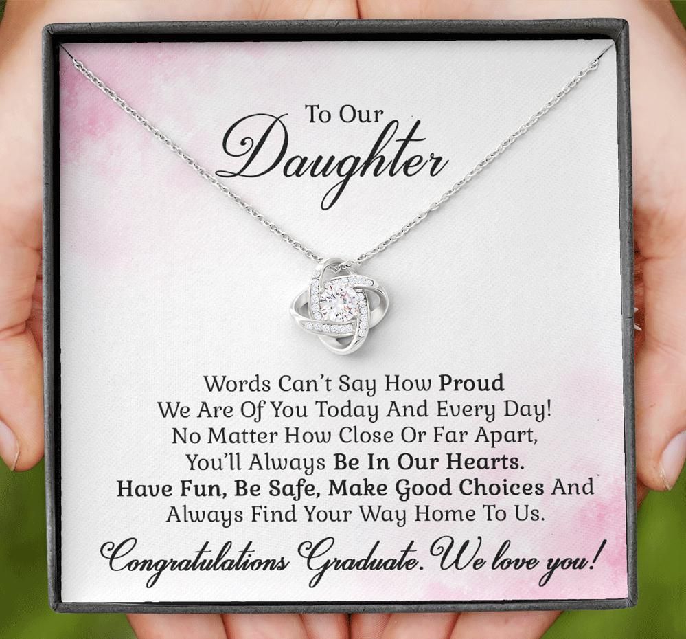 Congratulations Graduate We Love You Gift For Daughter Love Knot Necklace