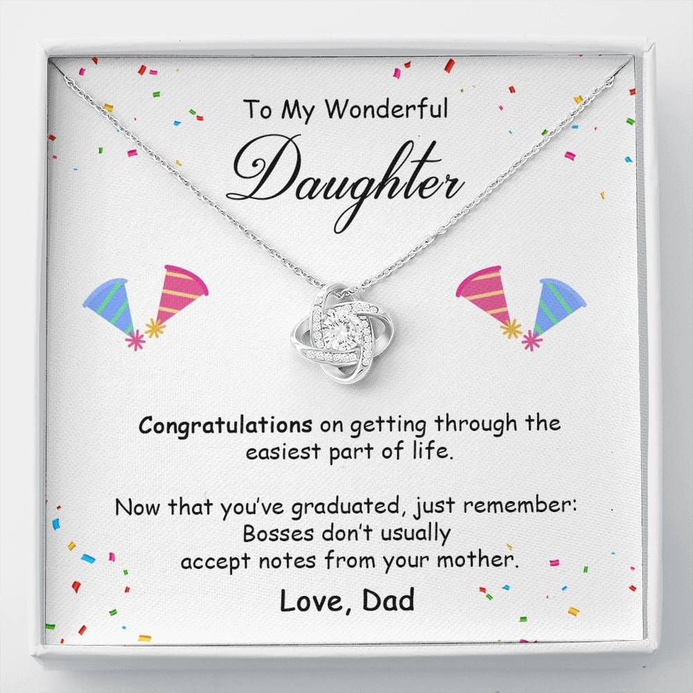 Congratulations On Getting Through Gift For Daughter Love Knot Necklace
