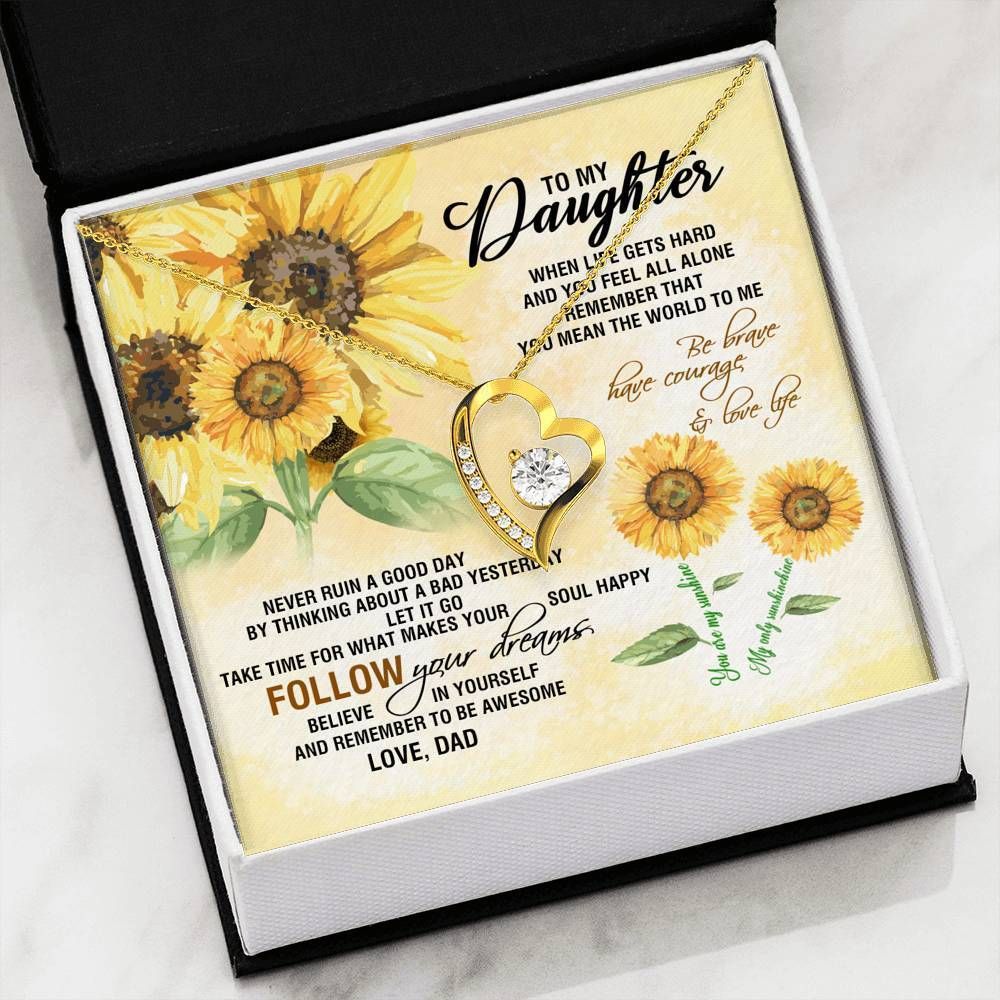 Dad Giving Daughter Follow Your Dream 18k Gold Forever Love Necklace