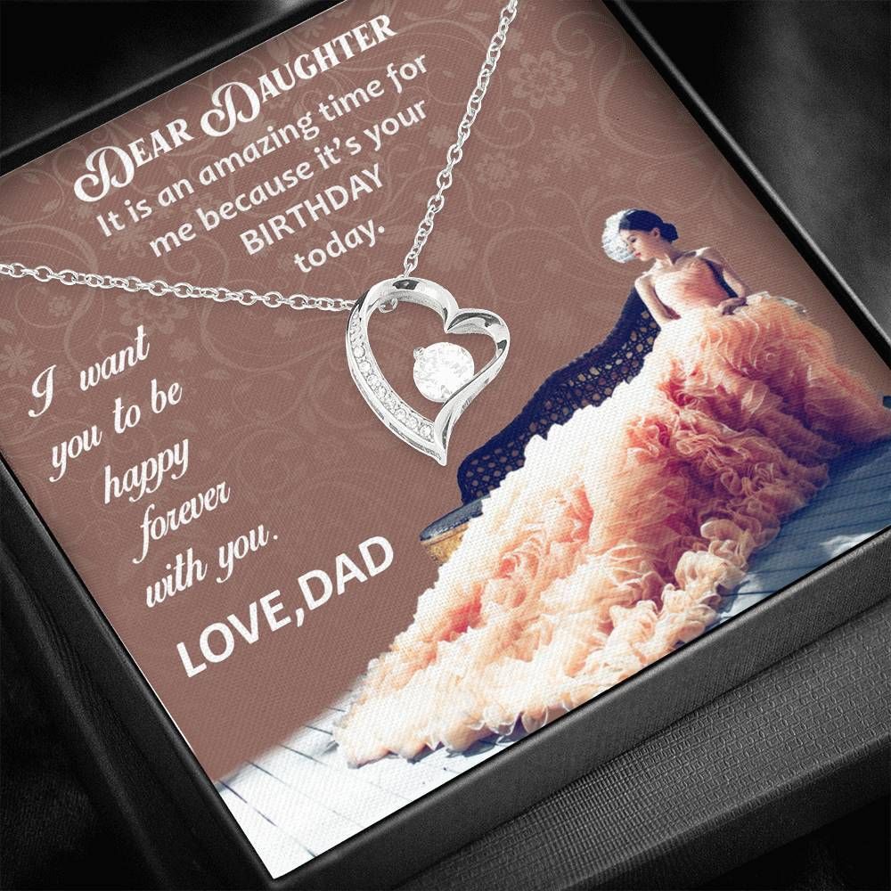 Dad Giving Daughter I Want You To Be Happy Silver Forever Love Necklace