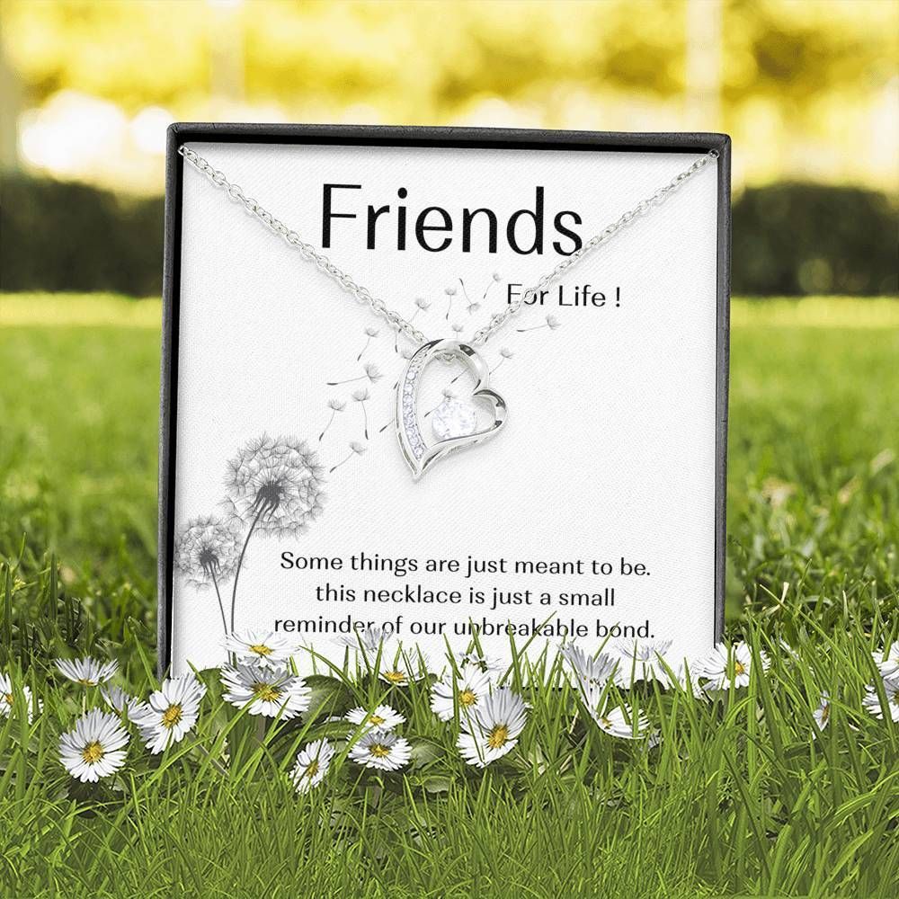 Dandelion Friends For Life Gift For BFF 14K White Gold Forever Love Necklace