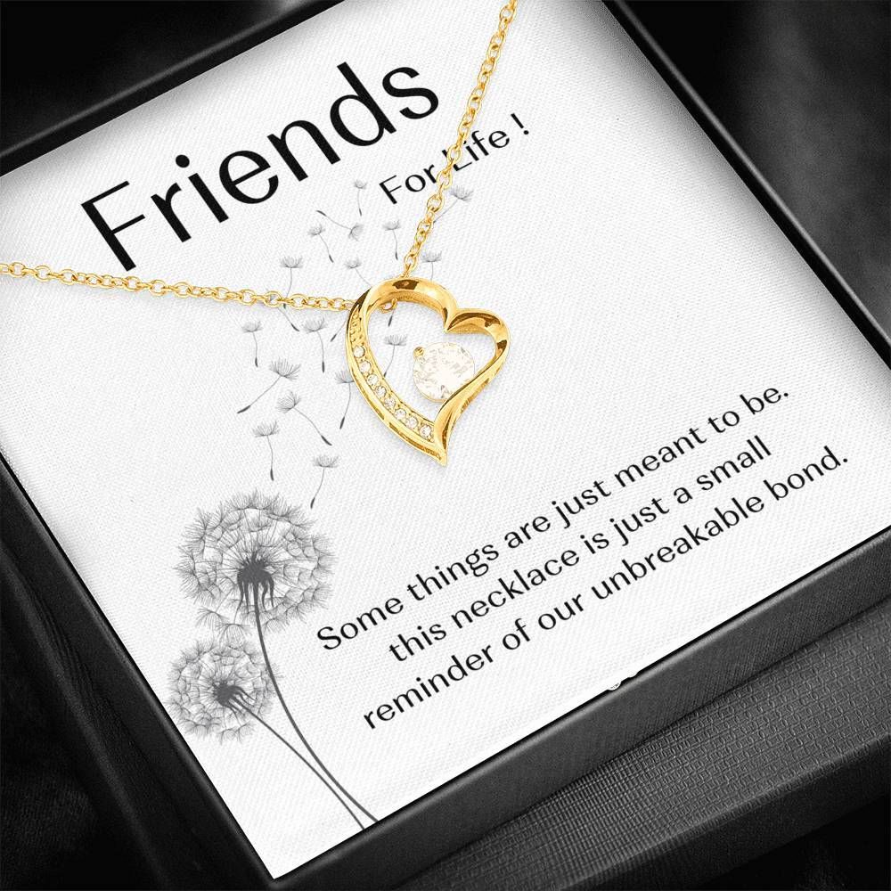 Dandelion Friends For Life Gift For BFF 14K White Gold Forever Love Necklace