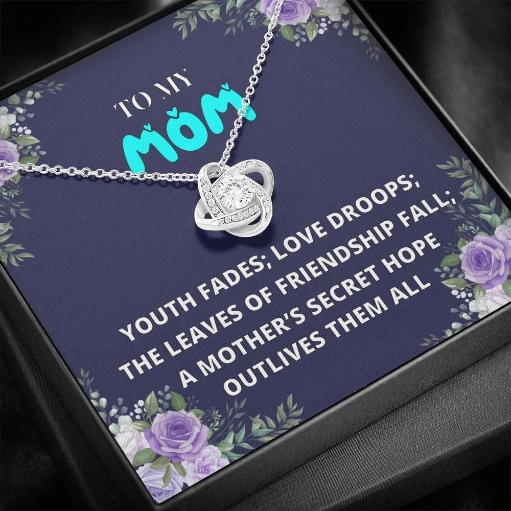 Daughter Gift For Mom The Leaves Of Friendship Fall 18K White Gold Love Knot Necklace