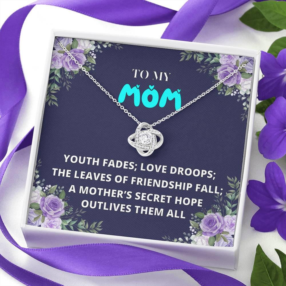 Daughter Gift For Mom The Leaves Of Friendship Fall 18K White Gold Love Knot Necklace